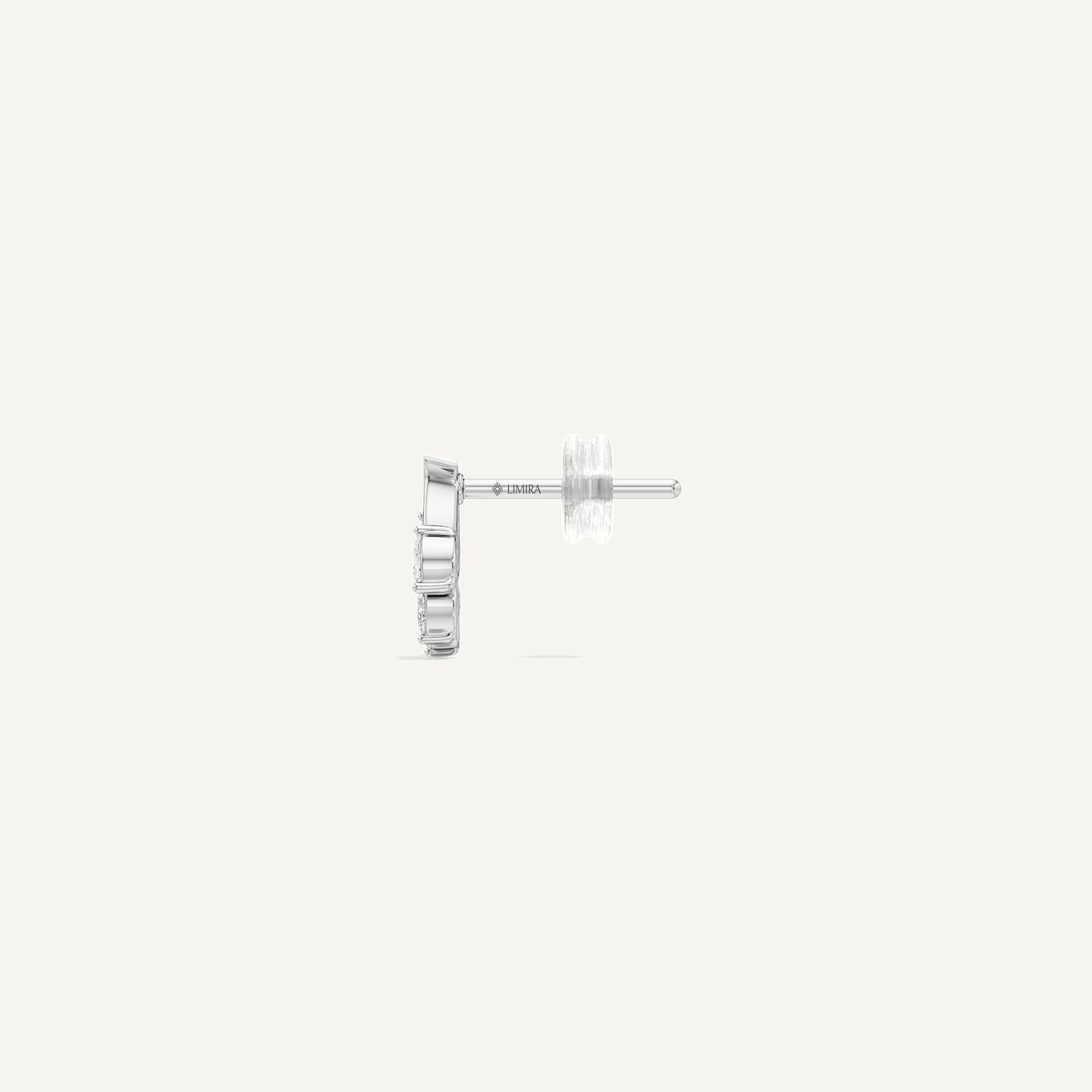 Crescent Pearl Diamond Stud
