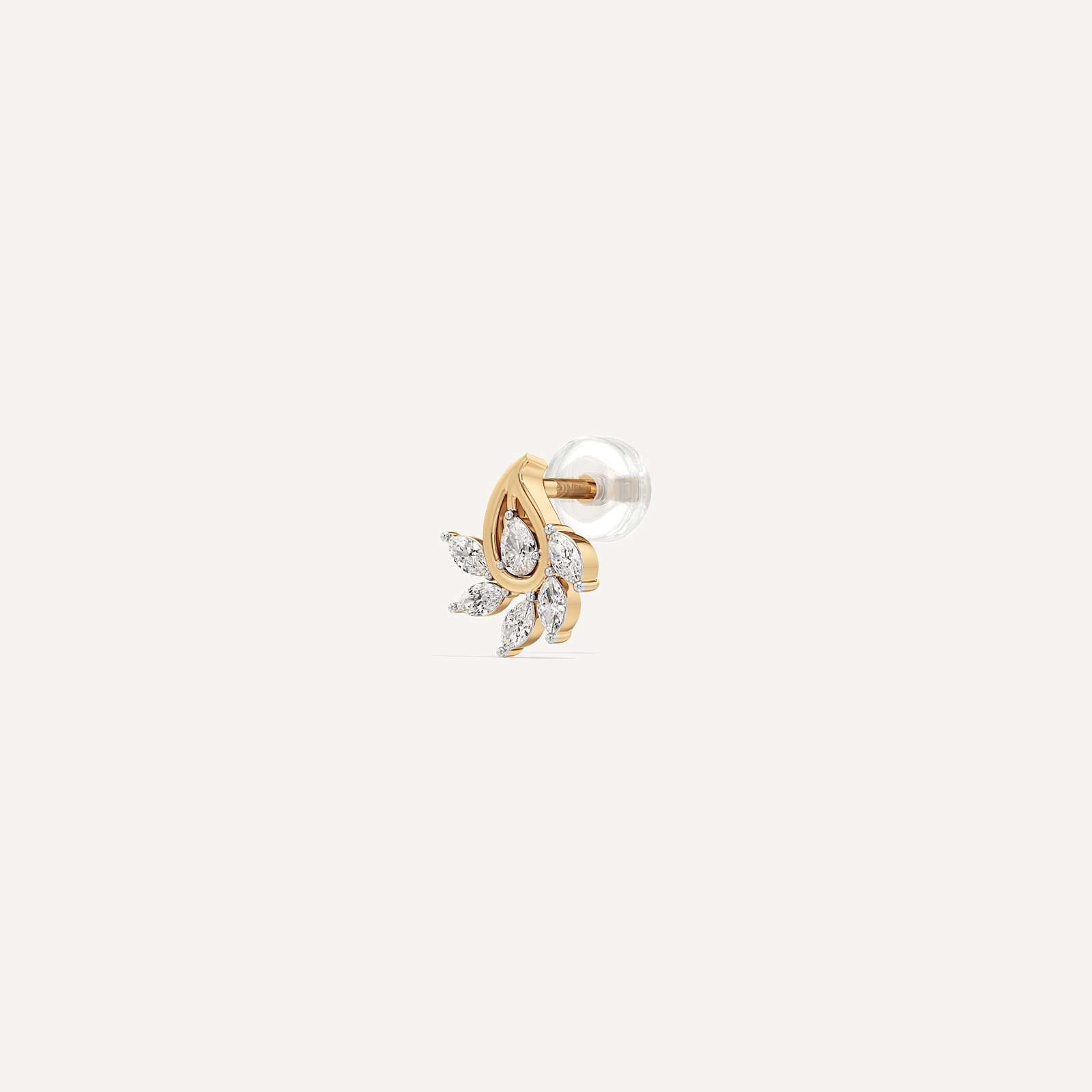 Crescent Pearl Diamond Stud