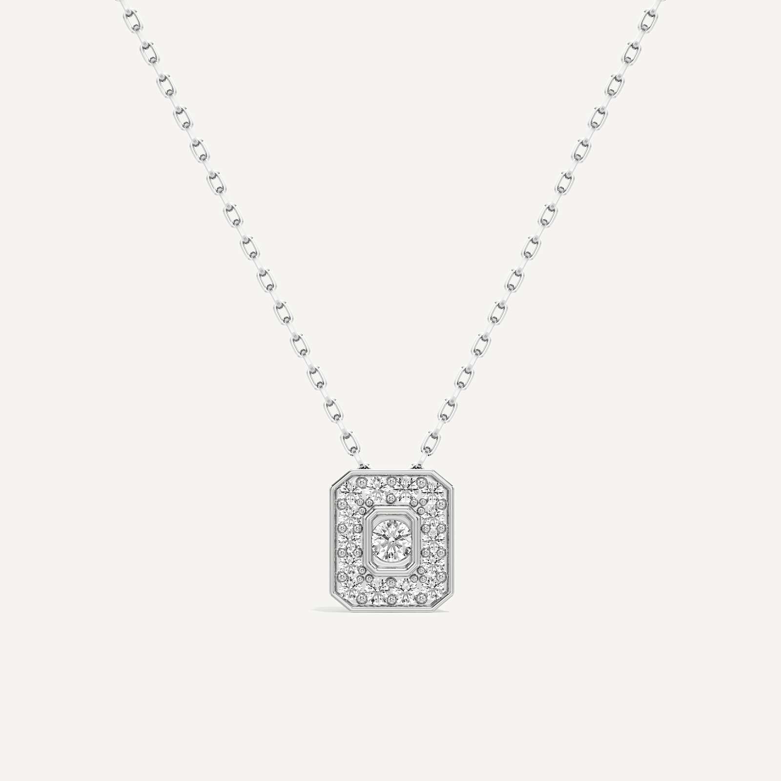 Understated Pull Emerald Diamond Pendant with Chain