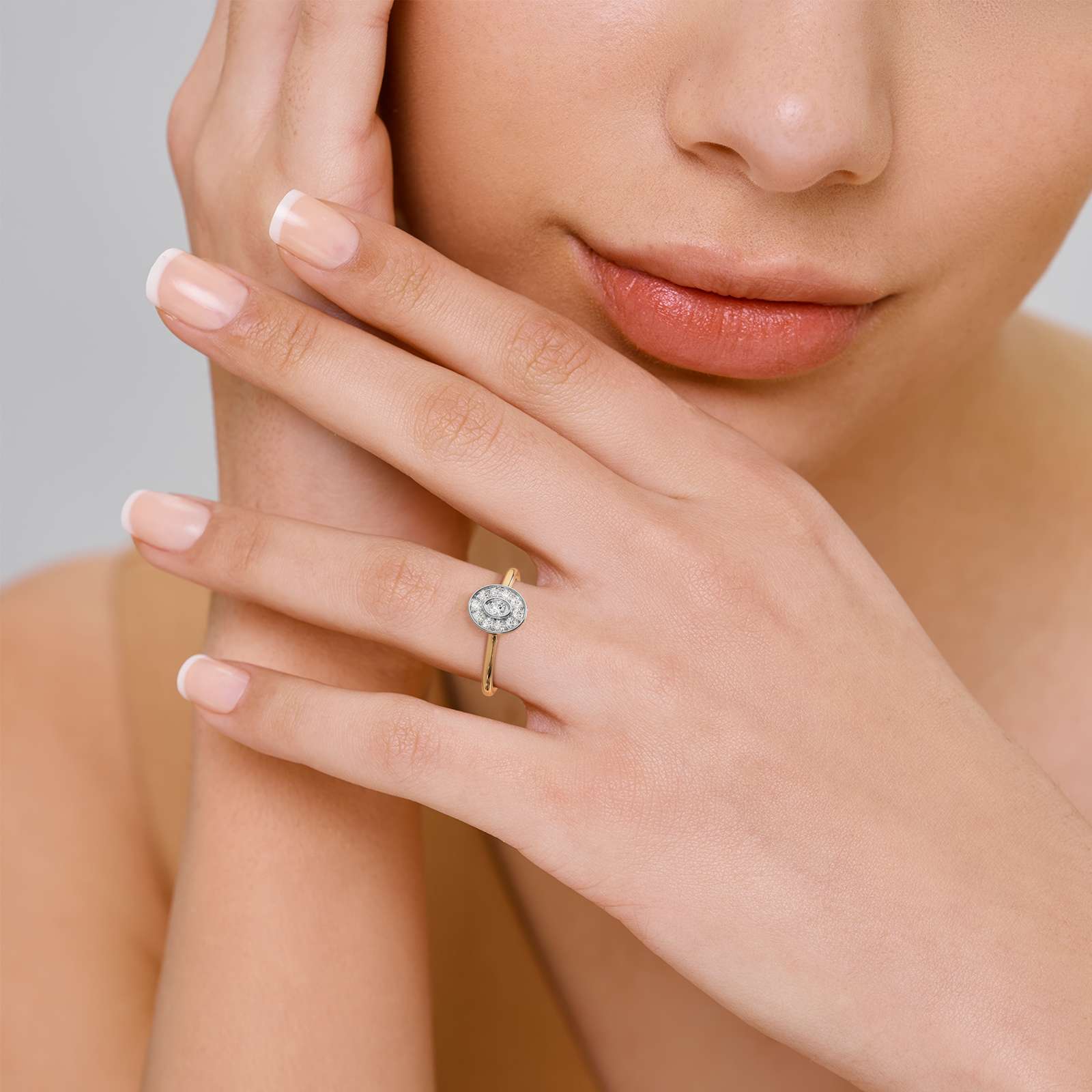 Held Close Oval Diamond Ring