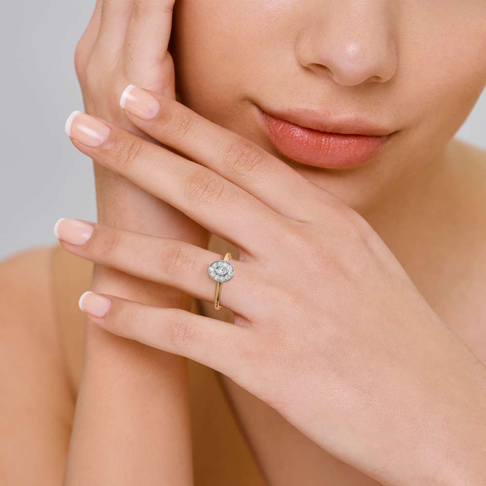 Held Close Oval Diamond Ring