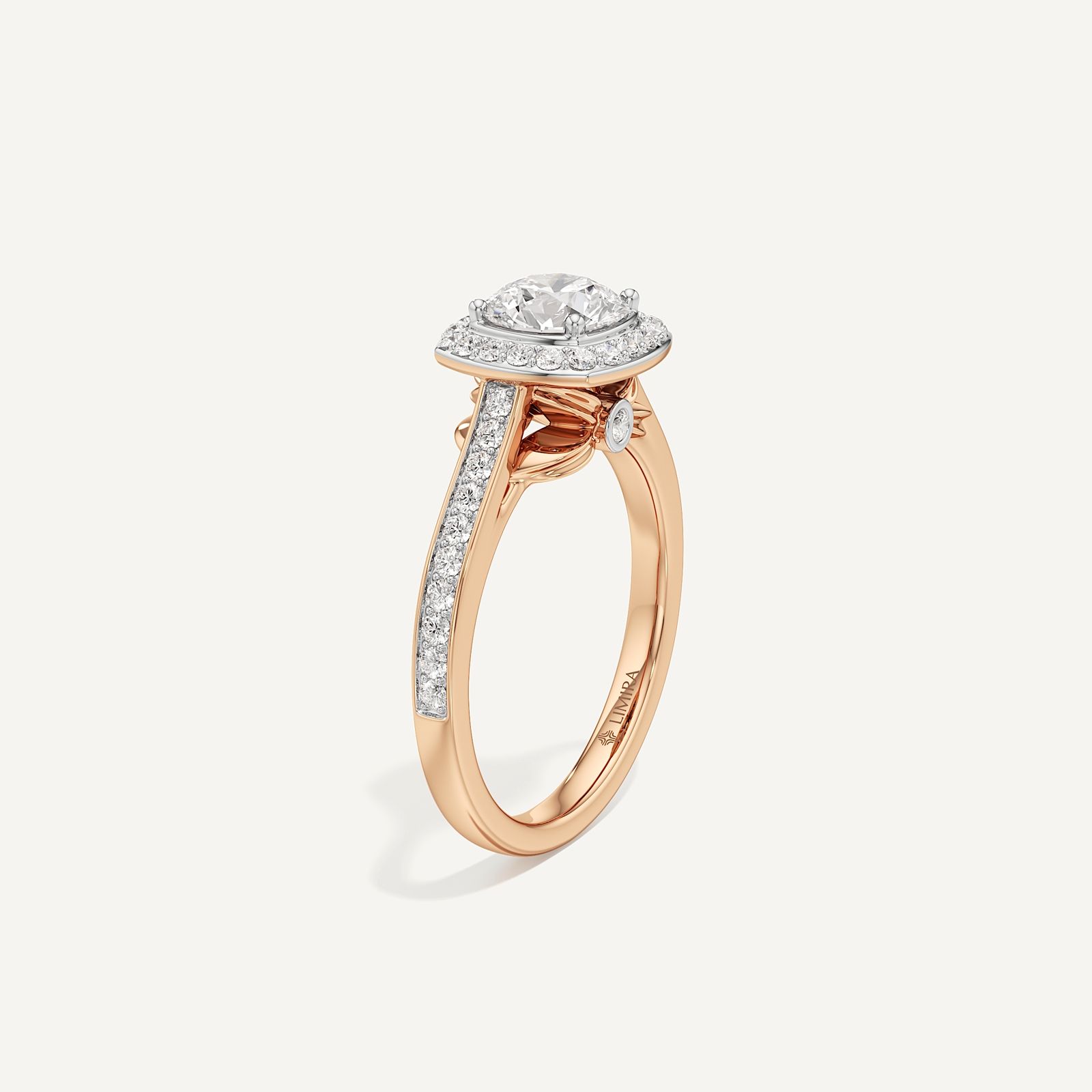 Celeste Hidden Accent Cathedral Halo Diamond Engagement