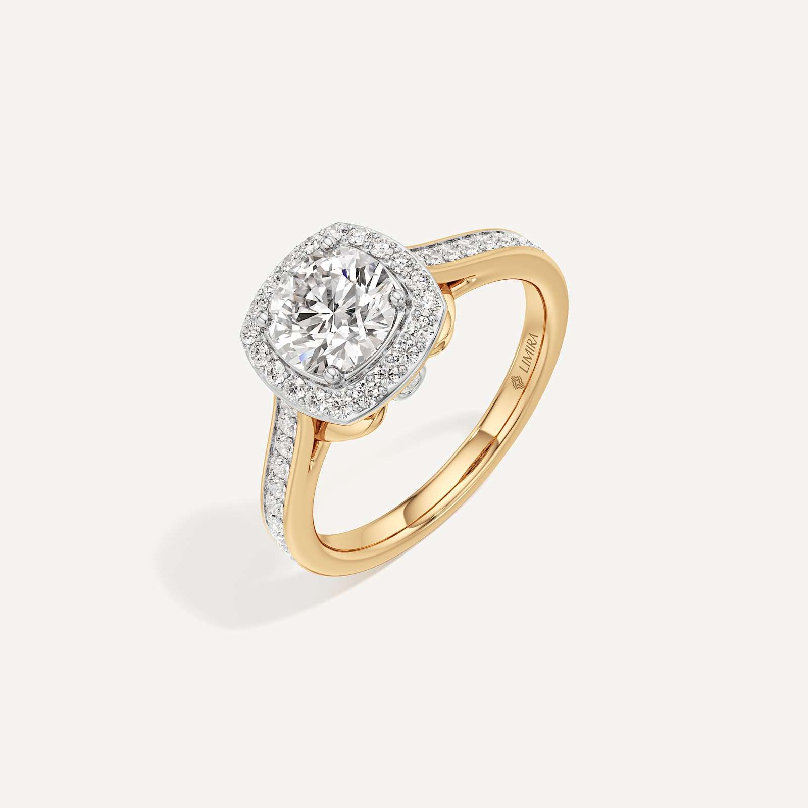 Celeste Hidden Accent Cathedral Halo Diamond Engagement