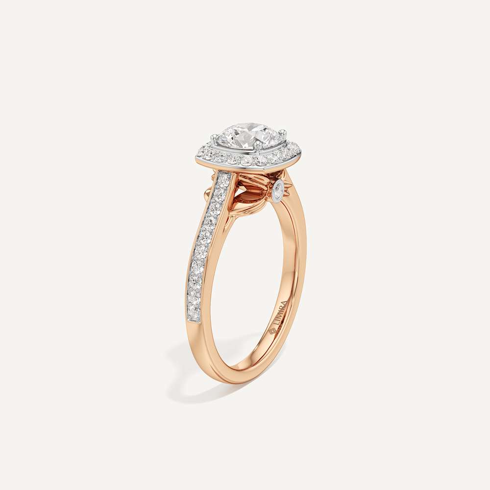 Celeste Hidden Accent Cathedral Halo Diamond Engagement