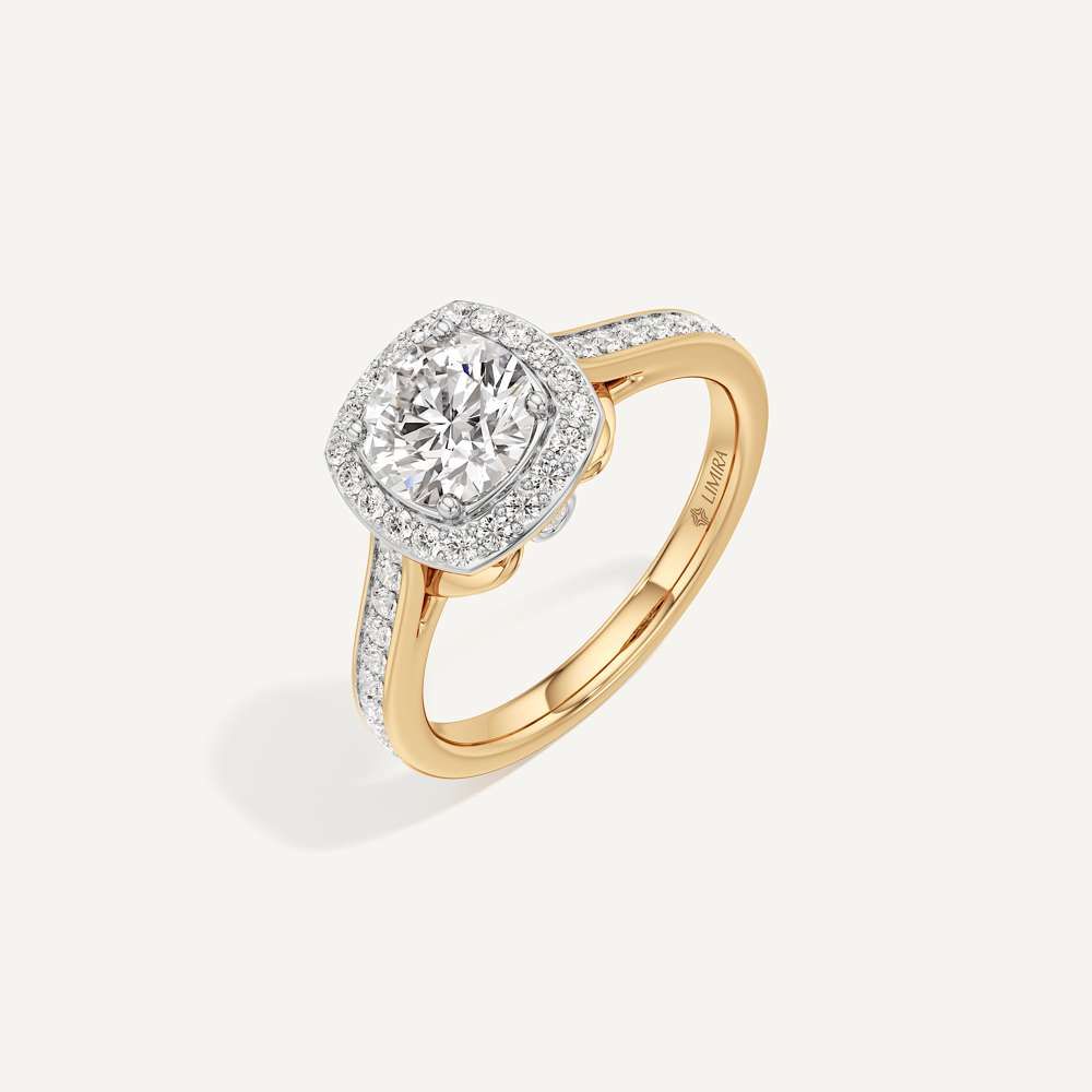 Celeste Hidden Accent Cathedral Halo Diamond Engagement